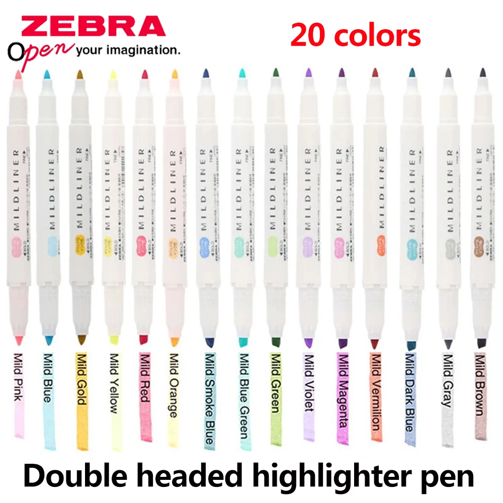 

1 шт. ZEBRA WKT7 маркер с двойным наконечником, 20 цветов, маркеры, ручка для рисования, школьные принадлежности, каваи, канцелярские принадлежности