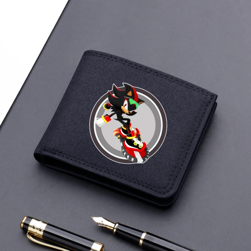 Sonics Men Folding Wallet Boy Cartoon Anime Pattern Purse Multi Functional Money Pack Cute Large Capacity ID Card Bags Xmas Gift