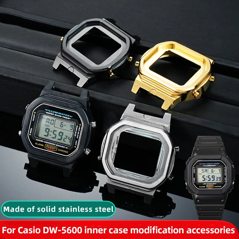 DW5600 Stainless Steel Inner Case for Casio 3229 DW-5600 series Upgrade Metal Inner shell+back cover Screw Waterproof Ring tools