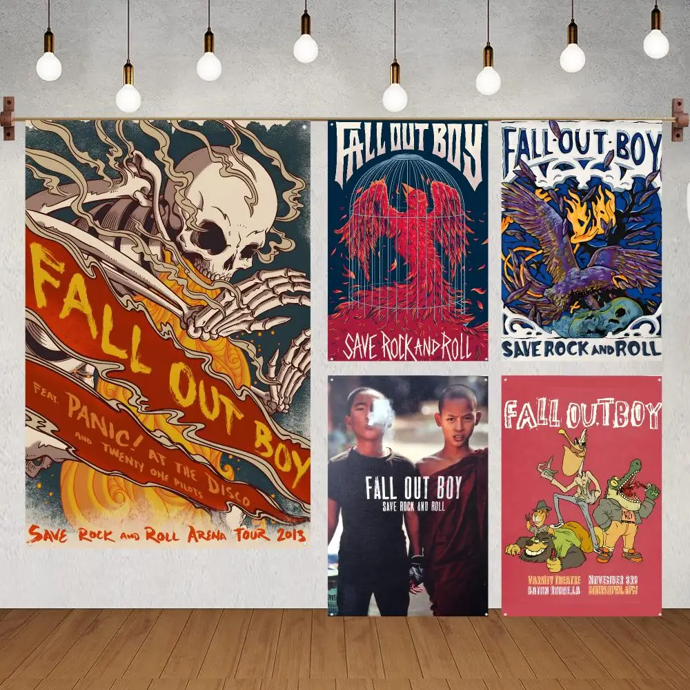 Band Poppunk Fall Out Boy Flags for indoor decoration with no edging and four corner rings for easy hanging