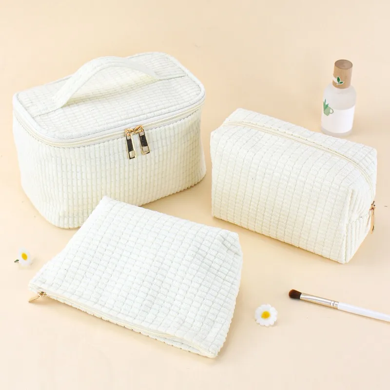 New Corduroy High-Value Minimalist Makeup Bag, Large Capacity Handheld Toiletry Bag, Travel Storage Bag MS03