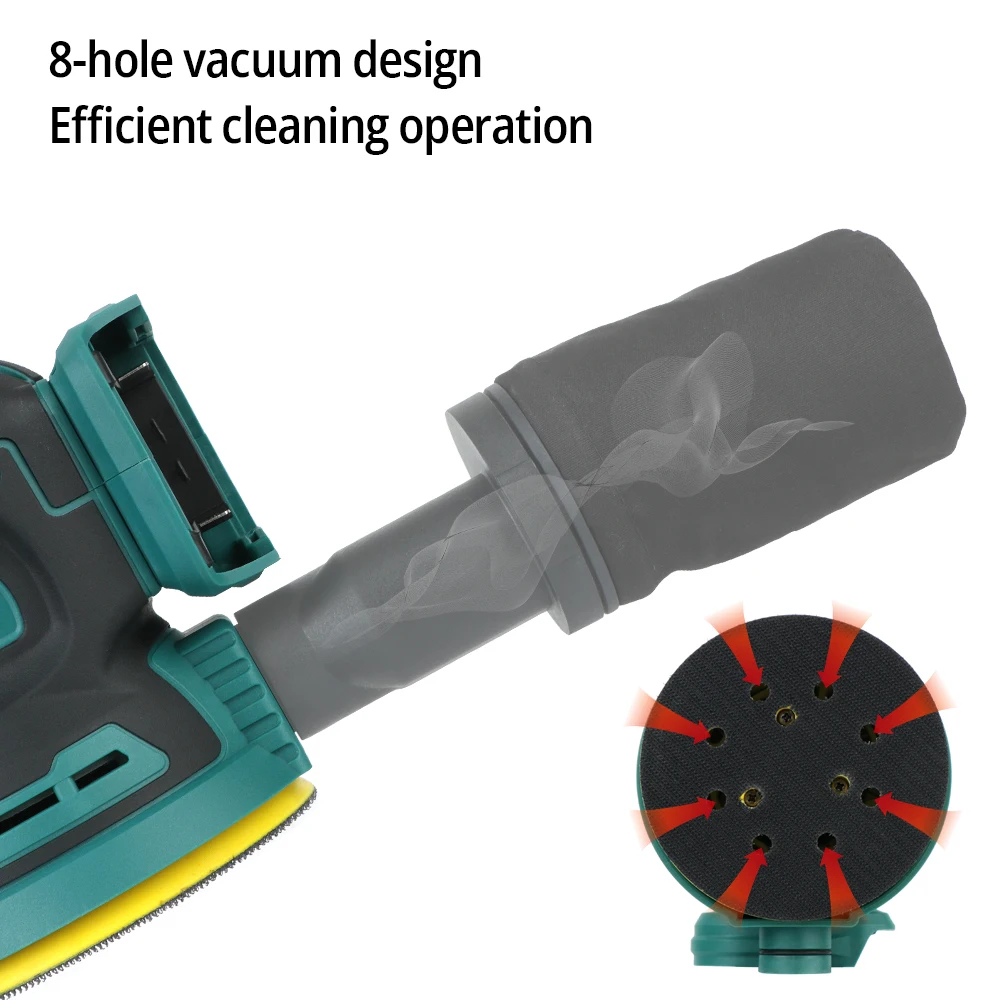 Imagem -06 - Elétrica Brushless Moedor de Madeira Random Orbital Sander Polimento Lixadeira Velocidade Makita 18v Bateria 125 mm