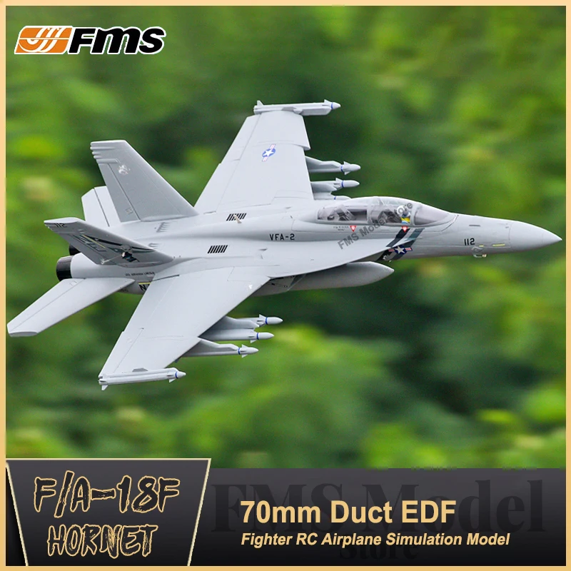 FMS 70mm Ducted Fan EDF Jet F18 PNP F/A-18F V2 Hornet  Electric Model Aircraft Remote Control Assembled F-18 Hobby RC Airplane