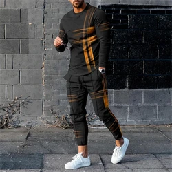 Men's T Shirt Pants Tracksuits 2 Piece Sets Print Sweatshirt Sweatpants Suits Casual T-shirts Trousers Sportswear Men Clothing