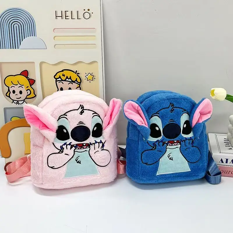 

Kawaii Sanrio Stitch Blue Pink Plush Cartoon Large Capacity Versatile Backpack Anime Figure Christmas Gift Kids Gifts