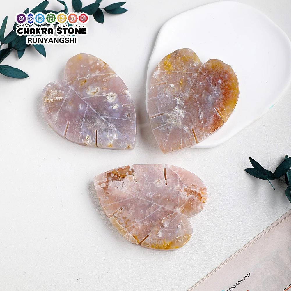 1 шт. натуральный хрустальный камень, вишневый цвет, агат, листья, ручная резьба, искусственное исцеление, коллекция Fengshui, подарки