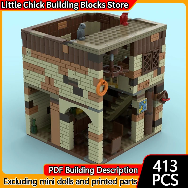 

City Street View Model MOC Building Bricks Pirate Style Tavern Modular Technology Children Holiday Gifts Assemble Toys Suit