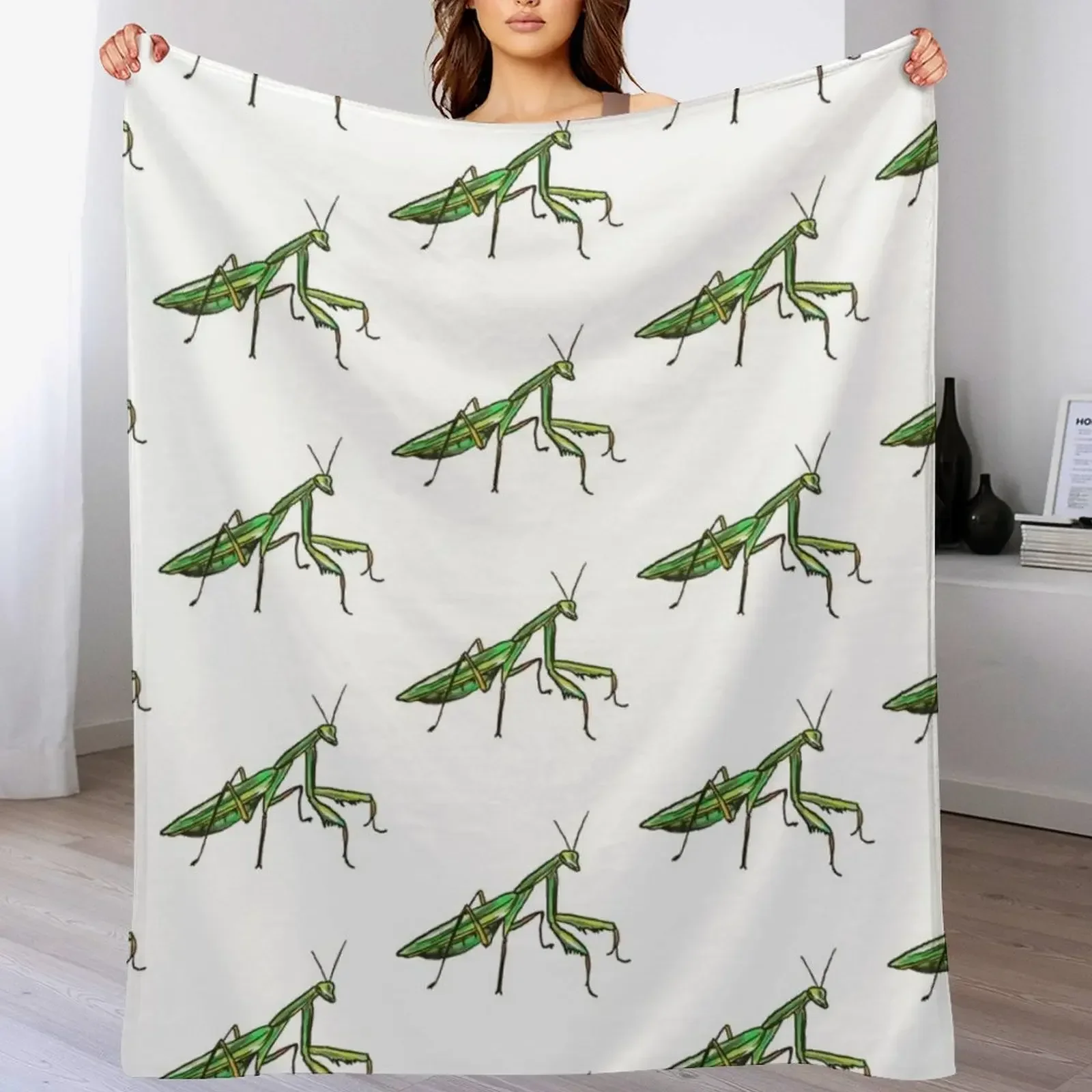 

Praying Mantis Throw Blanket Durable Warm Blanket for Daily Home Use