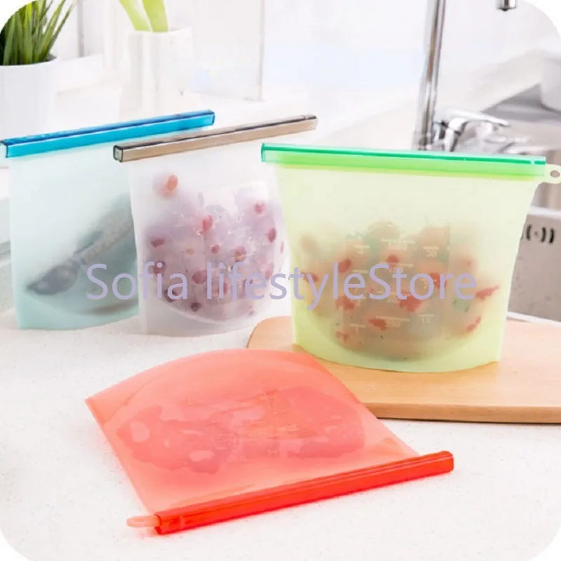 Reusable Silicone Vacuum Food Fresh Bags Wraps Fridge Food Storage Containers Refrigerator Bag Kitchen Ziplock Bag