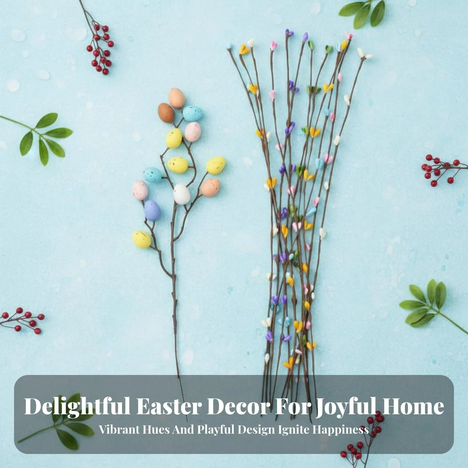 Easter Ornaments Speckled Egg Branch with Flexible Wire for Wreath Making and Bouquet Design for Seasonal Home Decor Projects