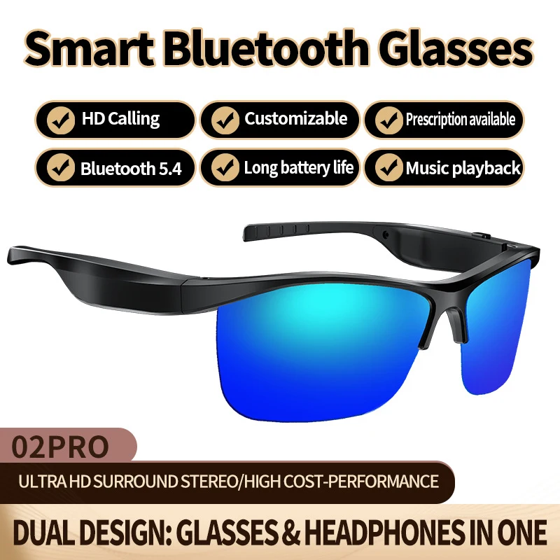 AI Smart Sunglasses with Intelligent Voice Recorder Translator Function UV400 Lenses Sport Glasses Bluetooth Speaker Play Music