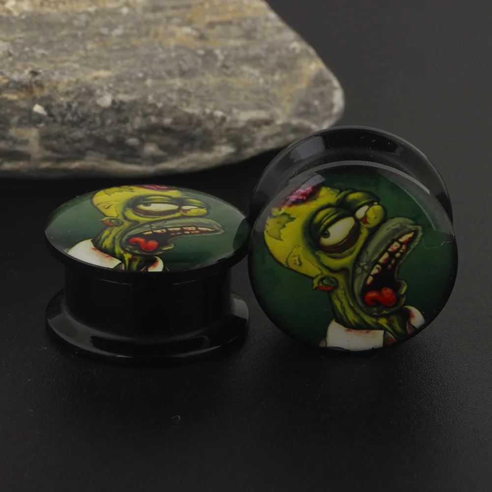 1pc Green Zombie Ear Plugs for Women Punk Black Gold Color Stainless Steel 6-16mm Ear Expanders Piercing Earrings Body Jewelry