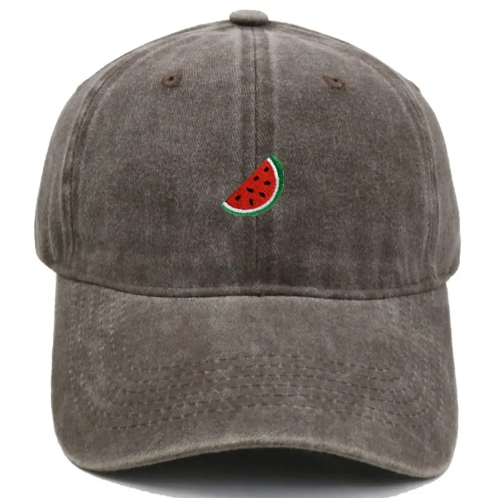 Watermelon Embroidered Baseball Cap Visor Washed Cotton Peaked Cap Sun Protection Adjustable Sport Trucker Hat For Man Women