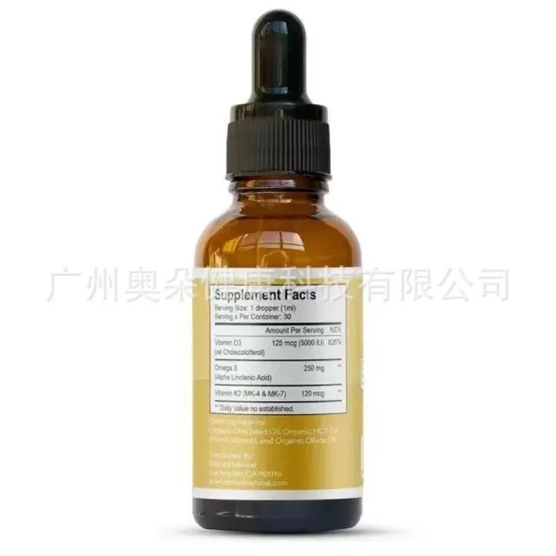 Gouttes liquides de Vitamine D3 K2 – Complément alimentaire naturel pour soutenir la force osseuse, 
