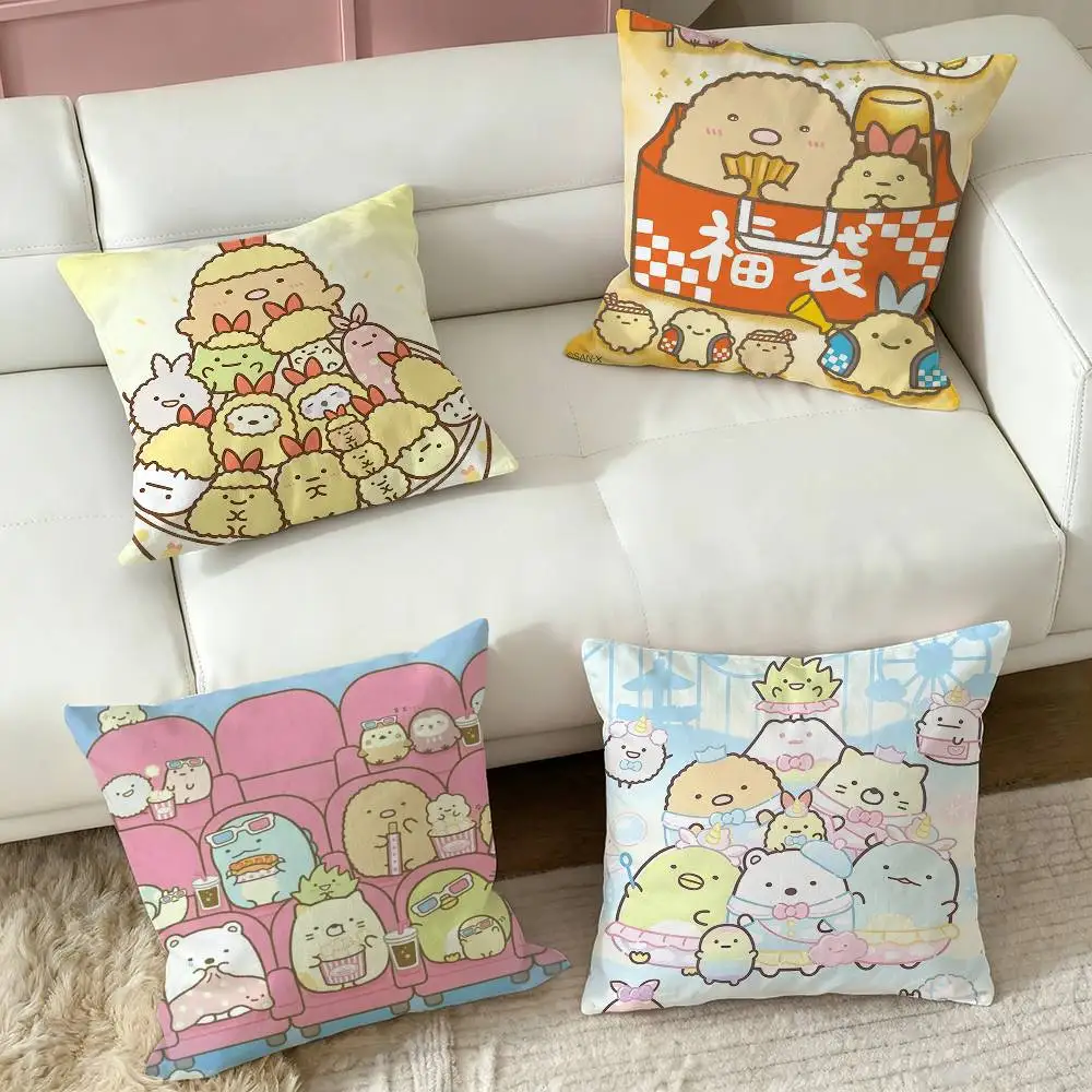Japan Anime Sumikko Gurashi-ii  Pillow Case Square Double-Sided Sofa Cushion Cover Bedroom Bedside Pillow
