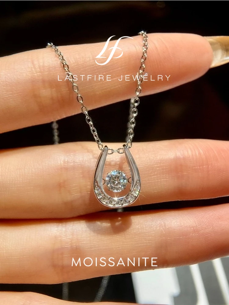 

KNB муассанит с бриллиантом подкова кулон для женщин подарок стерлингового серебра 925 пробы цепочка ожерелье вечерние колье ювелирные аксессуары