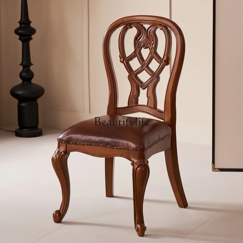 

American balcony leisure chair all solid wood retro living room book chair home