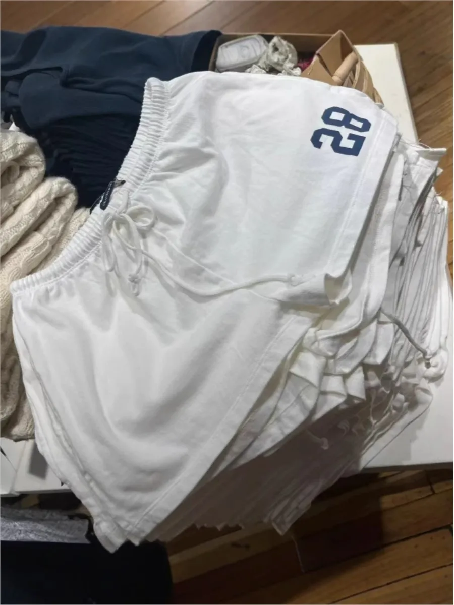 Vintage NO.28 Letter Print Raw Hem Sport Shorts Women New Cotton Casual Streetwear Drawstring Short All-match Basic Sweatshorts