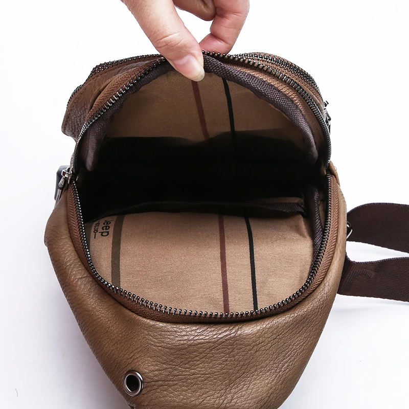 Luxusmarke Känguruleder Herren Brusttasche Reise Wandern Umhängetasche Herren Messenger Bag Leder Brusttasche Sling Bag – Detail 12