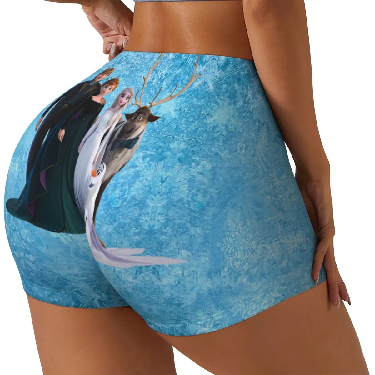 Custom Frozen Cartoon Gym Running Volleyball Shorts Women Workout Yoga Shorts