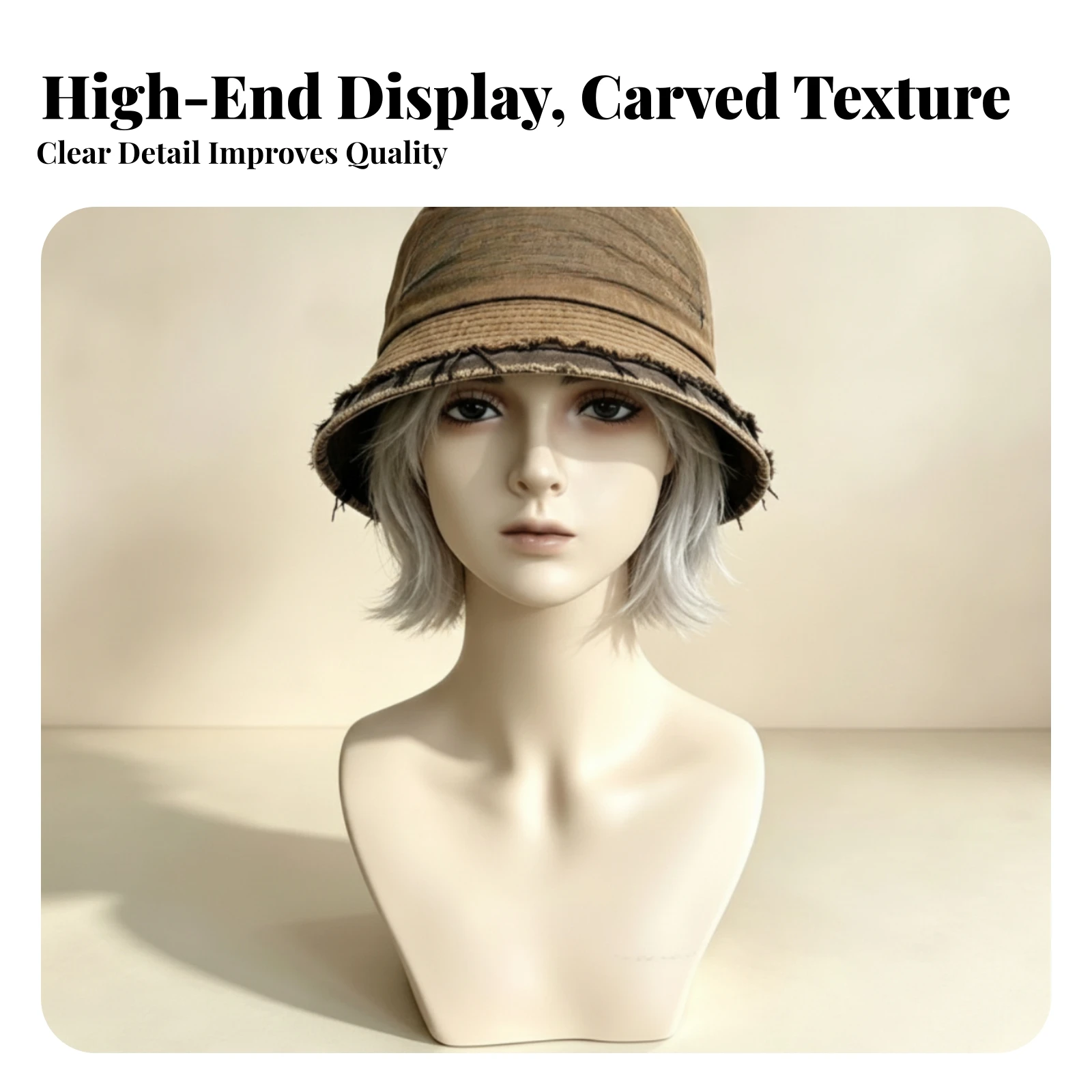 Mannequin Head with Shoulders Realistic Mannequin Bust Manikin Head with Shoulders Professional Hairpiece Stand Natural Makeup