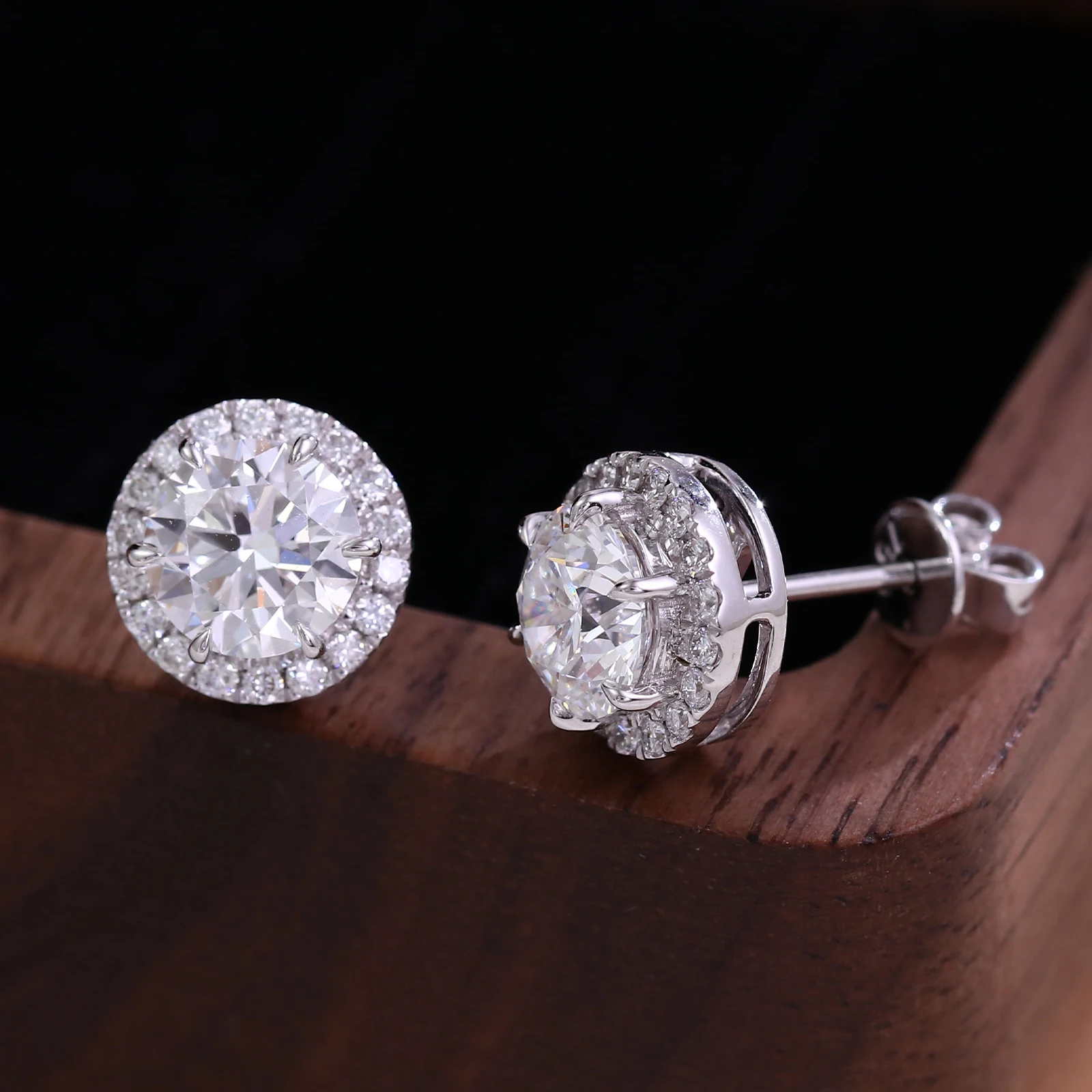 

Provence jewelry luxury 10K 14K white gold earrings halo lab diamond stud earrings for women custom birthday anniversary gifts