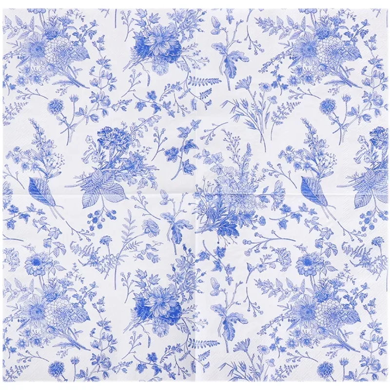 New Classic Blue Cyanotype Colored Paper Napkins Printed Napkins Chinese Style Virgin Wood Pulp Paper Paper Placemats 20pcs/pac