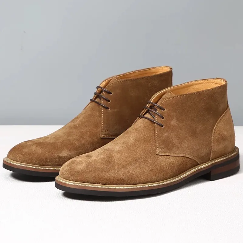 Handmade Genuine Leather Ankle Boots Cow Suede Leather Design Shoes Men Casual Autumn Boot For Men Walking Footwear