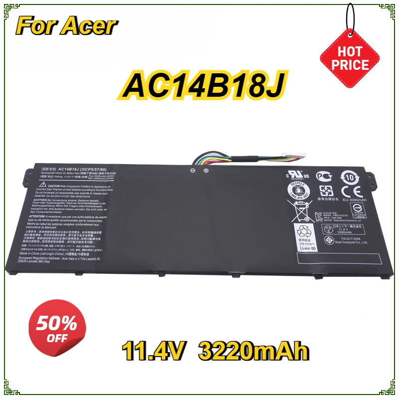 

New AC14B18J Laptop Battery For Acer Aspire ES1-511 512 V3-111P CB3-531 311 TravelMate B116 B115 MS2394 AC14B13J