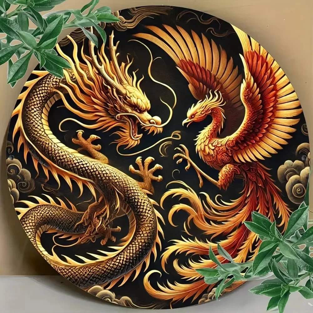 RusticMythArt ®   ديكور حائط معدني - تنين وفينيكس |   تفاصيل مرسومة باليد |   لافتة للنظر |   مثالية للهدايا تحت عنوان