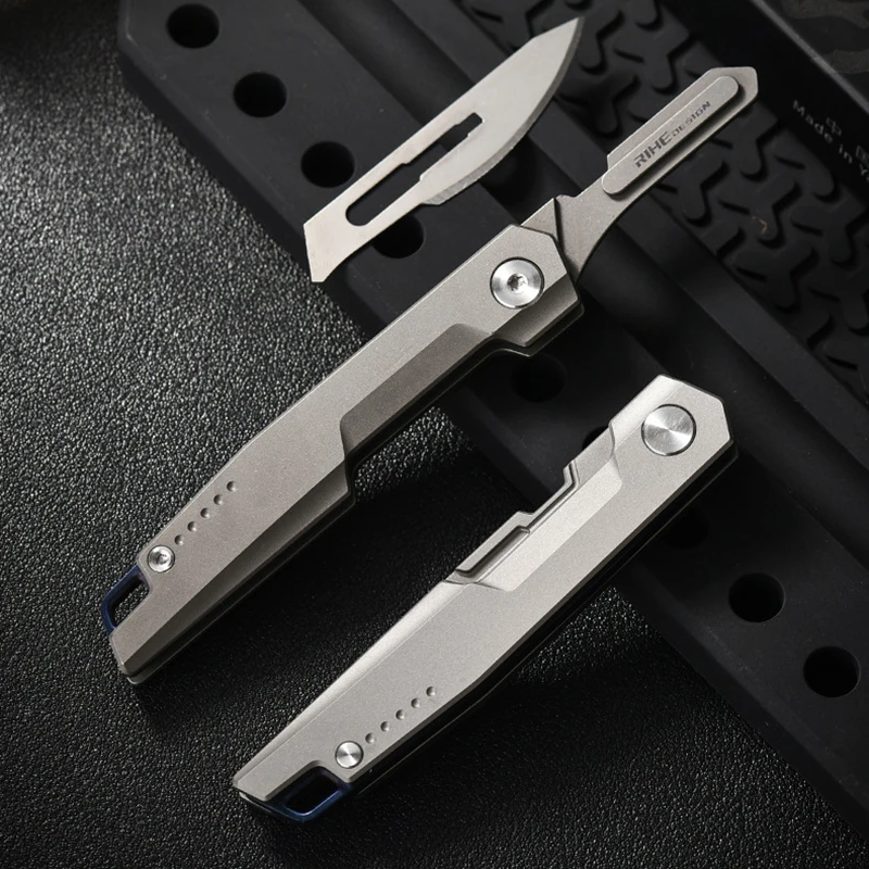 Portable Titanium Alloy Multifunctional EDC Scalpel 10 Blades Set For Outdoor Camping Survival