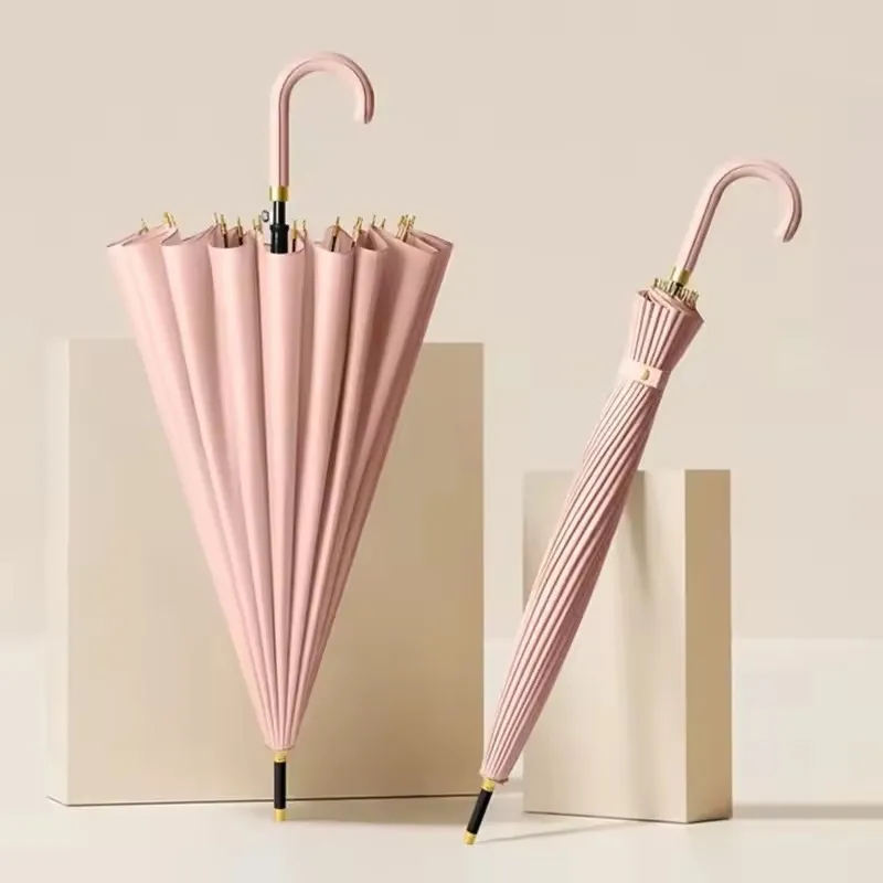 

Luxury Umbrella Windproof Strong 24 Ribs, Long Handle Rain Umbrella Woman, Semi-Automatic Golf Large Umbrellas Waterproof