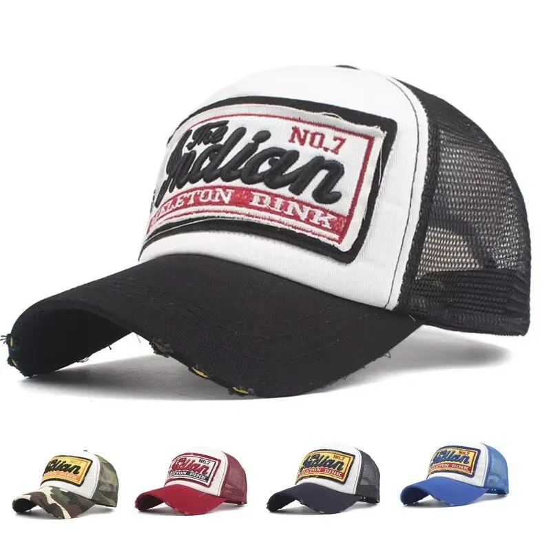 Gorra de béisbol de malla con bordado de letras estilo streetwear, gorra snapback de moda hip hop para exteriores, gorras trucker para hombres y mujeres
