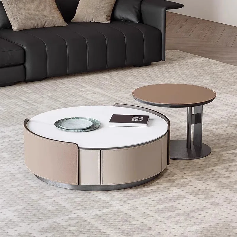 

Italian Minimalist Coffee Table Combination Tea Light Luxury Coffee Table Small Circular Mesas De Centro Para Sala Furniture