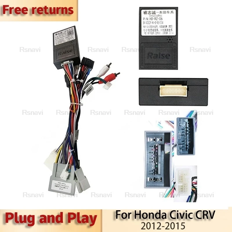

Android 16pin MP5 Player Wiring Harness Power Cable Adapter Radio Crod with Canbus Box For Honda Civic CRV2012-2015