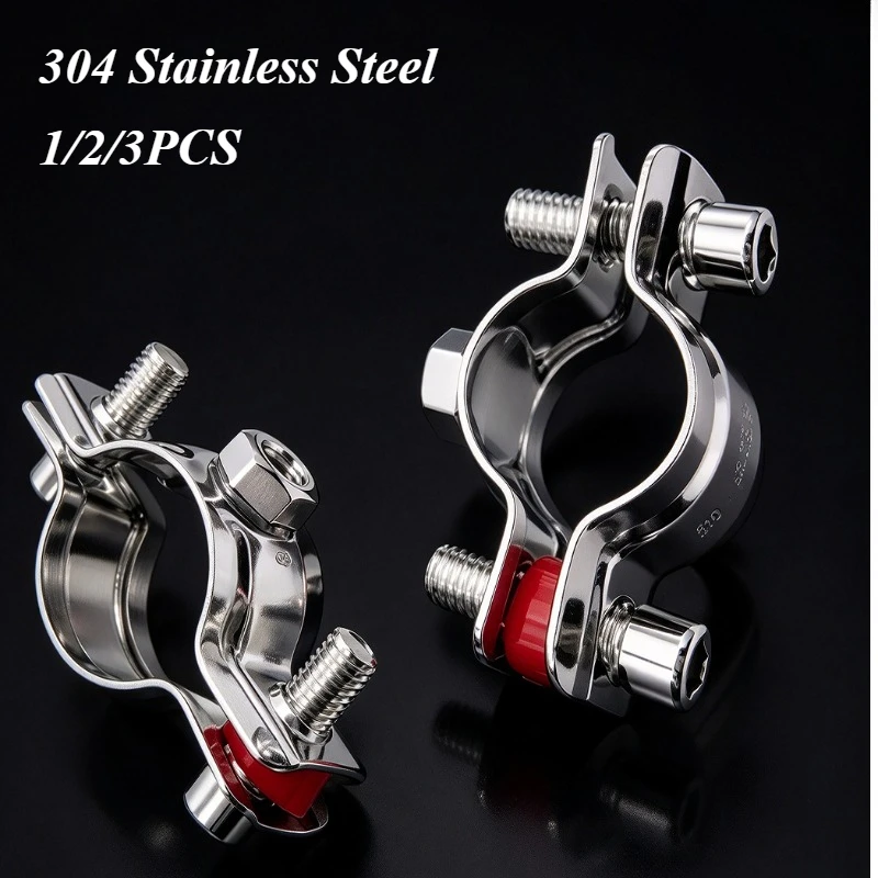1/2/3PCS 304 SS Pipe Clamp Support with Nut Heavy Duty Hose Tube Clip Holder Bracket Fastener for Tube Fixing Stainless Steel