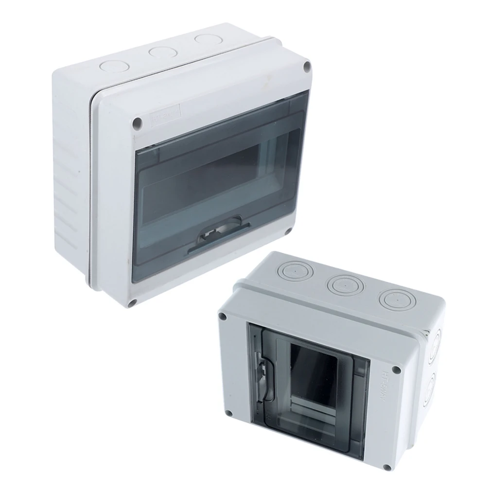 2pcs 5-8 Way IP65 Waterproof Distribution Protection Transparent Window Circuit Breaker Enclosure Outdoor Dustproof ABS Power