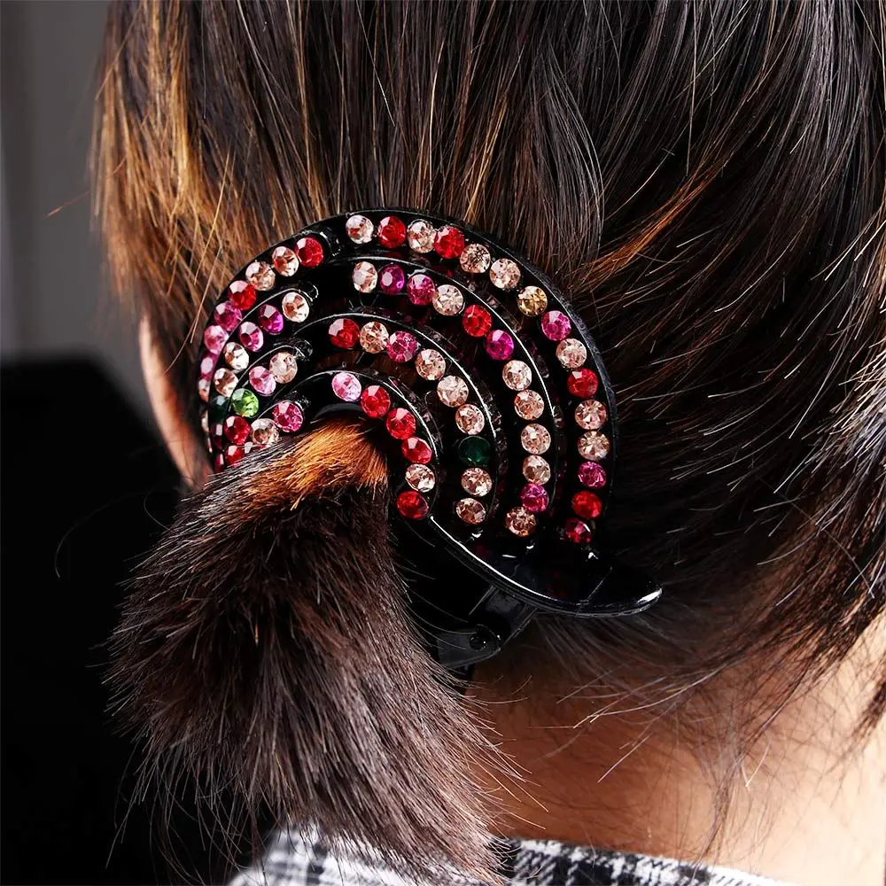 Rhinestone Women Ladies Hair Claw Hair Clips Ponytail Buckle Bird Nest Hair Accessories Hair Pins Clamps Hair Bun Holders view 2