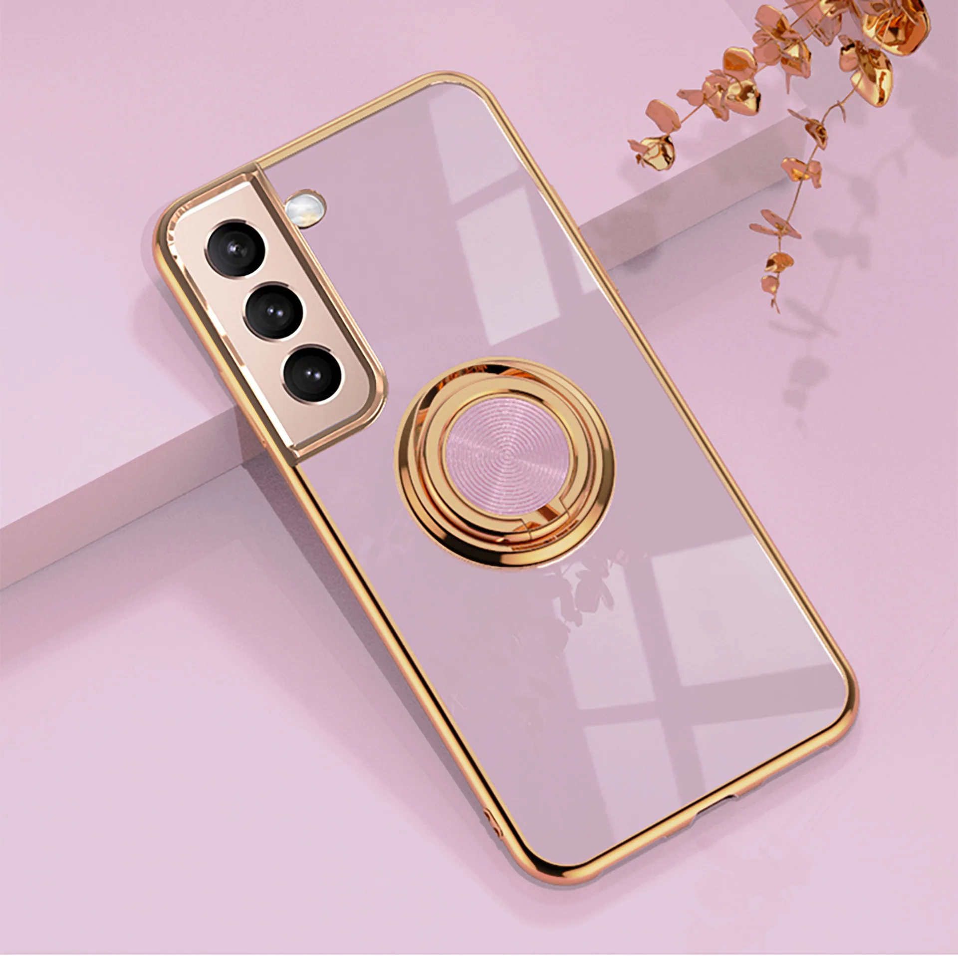 

42PCS Magnetic Wireless Charge Phone Case For Samsung Galaxy Note20, S23, S22, A53, A54, TPU Luxury Plated Ring Bracket Case