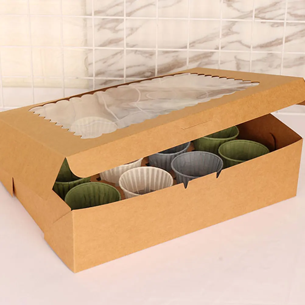 

6Pcs Cake Packaging Boxes Food Grade Material Storage Containers 12Cakes Holder Cupcake Muffin Dessert Box Party