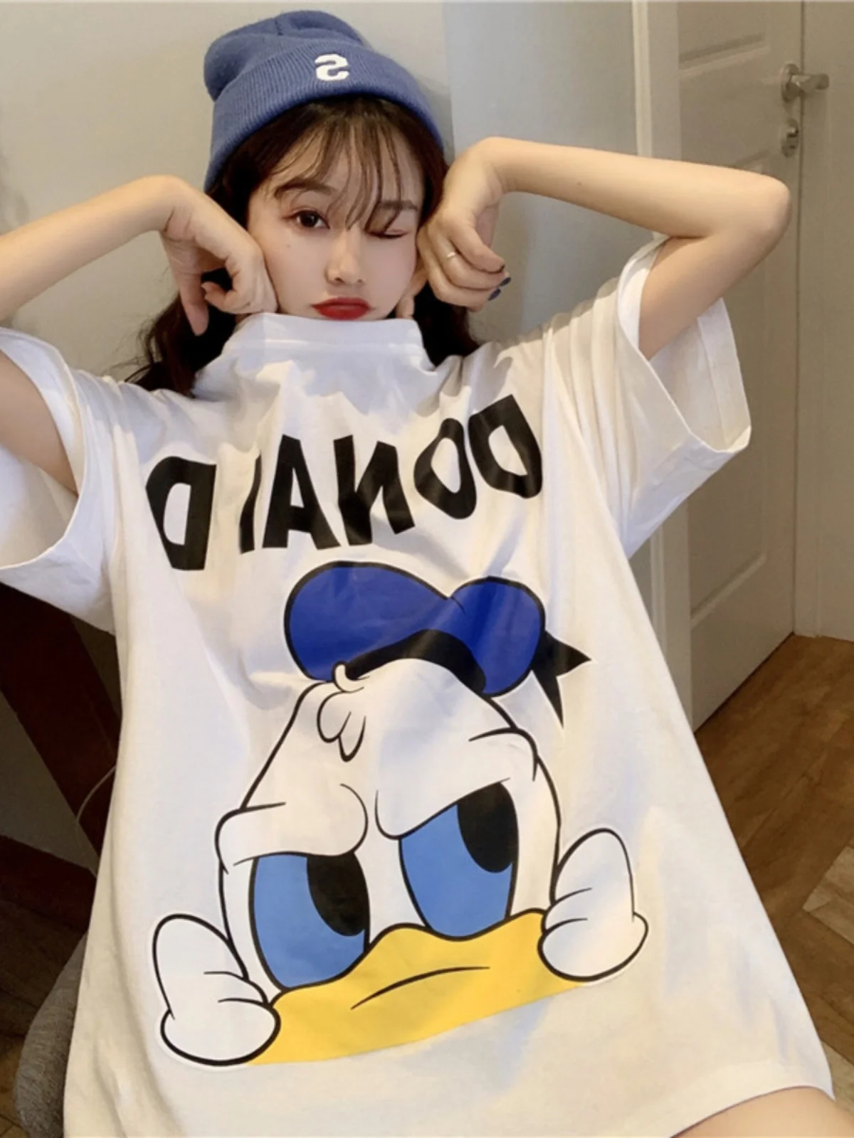 

Plus Size Pure Cotton White T-shirt Women's Summer Short-sleeved Ins Trendy Loose European Goods Big Version Trendy Brand New