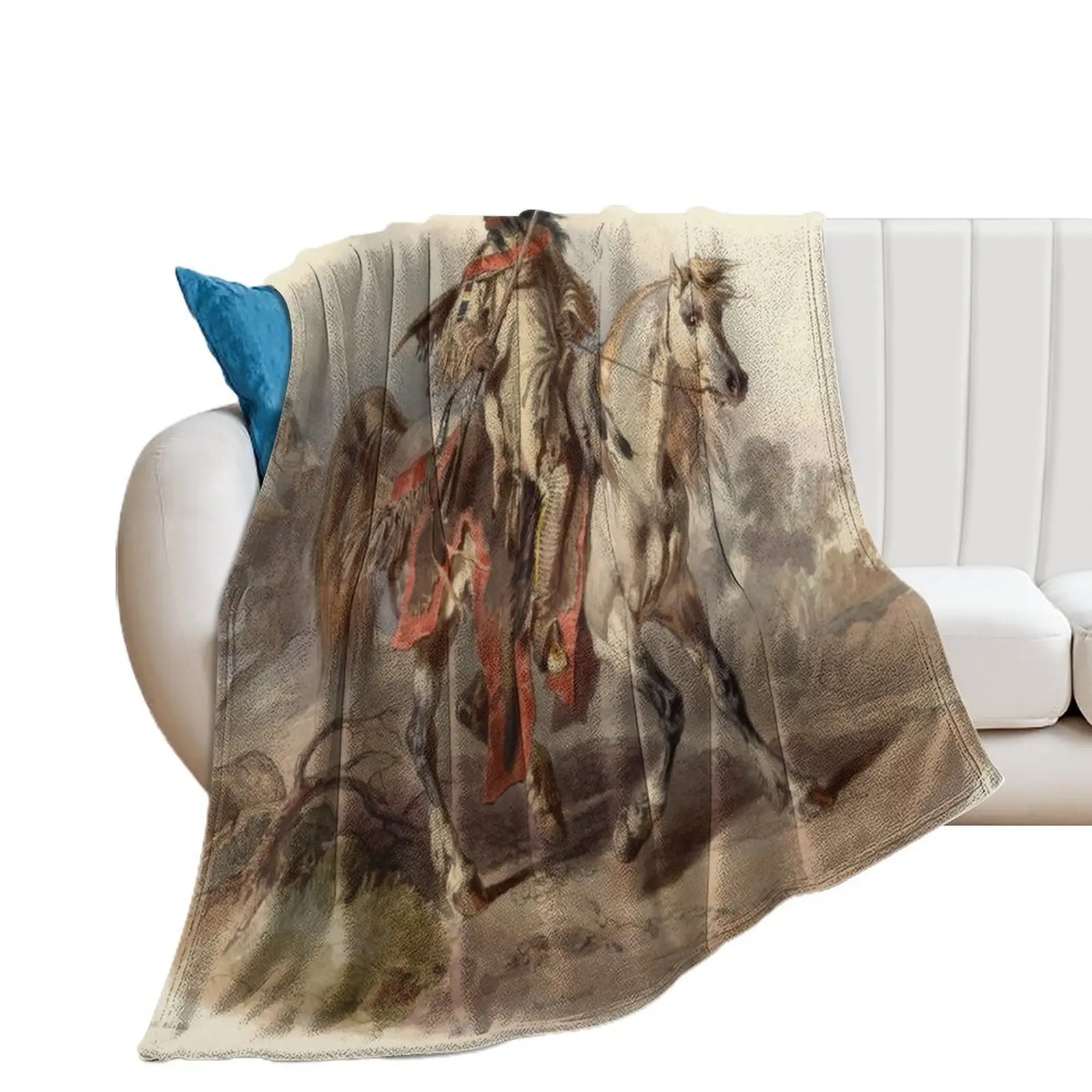 

Blackfoot Indian Warrior Throw Blanket Soft Plaid Luxury St Vintage Blankets