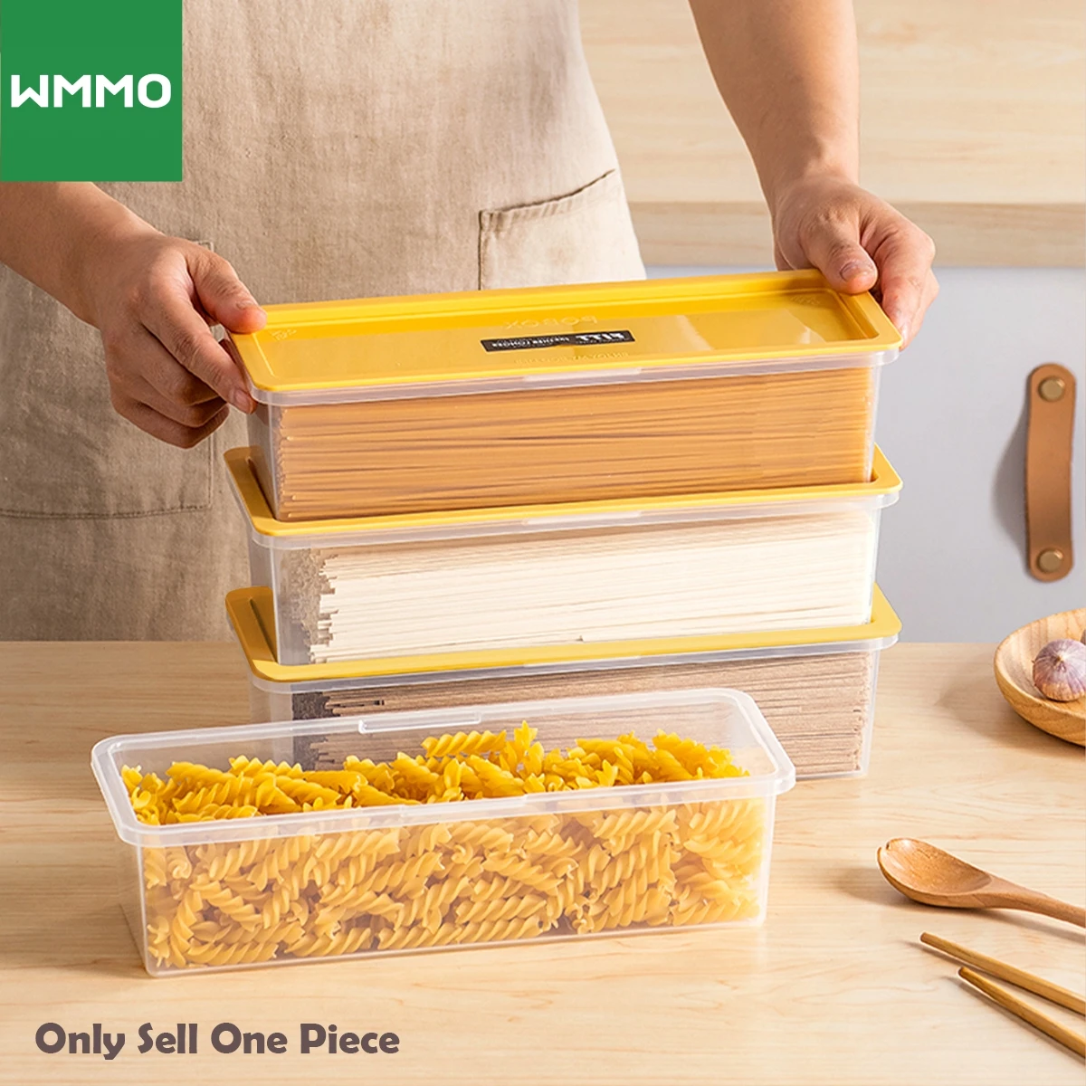 WMMO Kitchen Noodle Spaghetti Container Household Cereal Preservation Pasta Storage Box with Cover Moistureproof Food Container