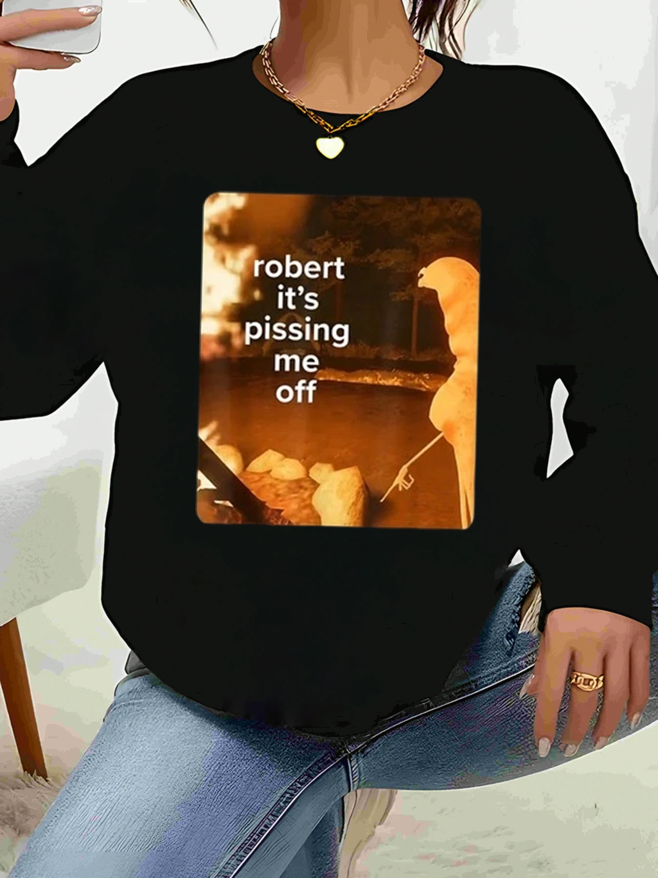 

Robert It Pissing Me Off Топ с длинными рукавами и принтом Хэллоуин Повседневная одежда для женщин