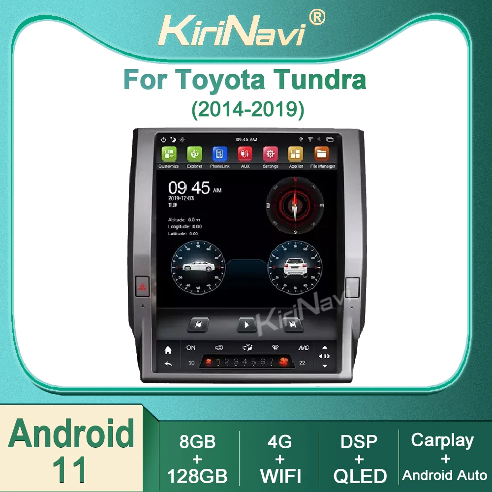 

Автомагнитола Kirinavi для Toyota Tundra 2014-2019 Android 11, автомобильное радио, DVD, мультимедийный видеоплеер, стерео, автонавигация, GPS, 4G