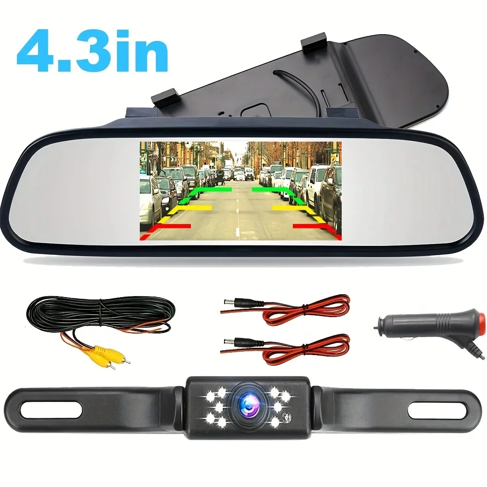 

Car Rear View Backup Camera Reverse 9LED Parking HD With 4.3" Monitor