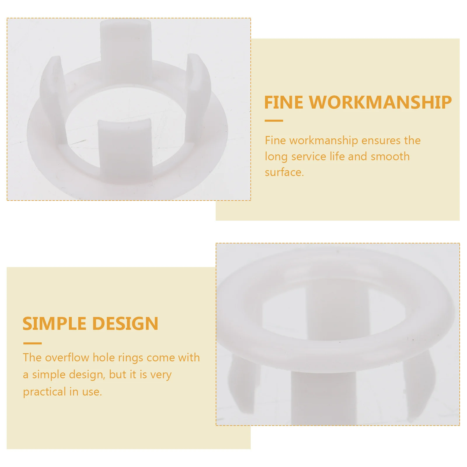 

60Pcs Basin Overflow Rings Kitchen Accessory Fine Workmanship Smooth Surface Long Service Life Convenience Basin Supplies