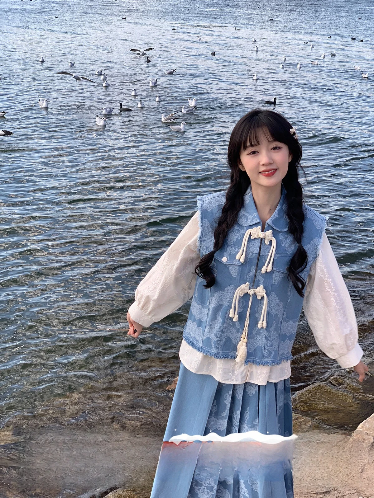 

Retro Sle Cheesey Day Sweet Button up Top And Denim f Skirt Two Piece Set for Women Spring 2025 Faion Retro Outfit