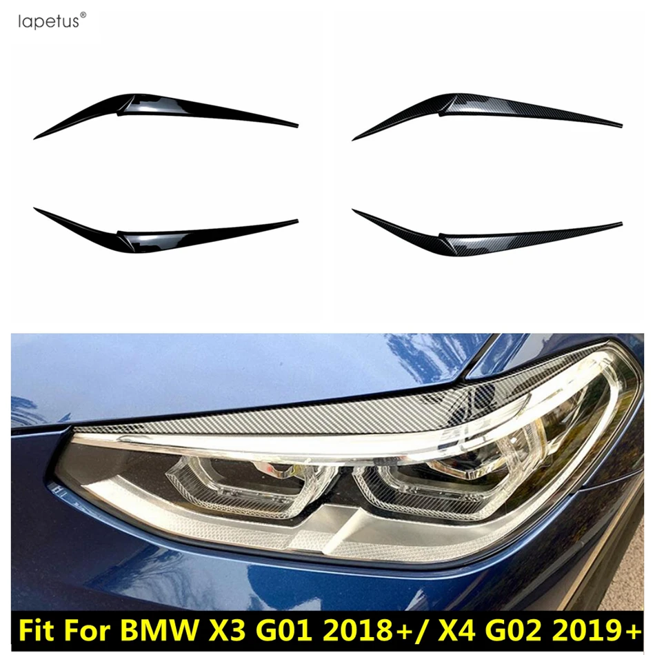 

2pcs Black Carbon Fiber Headlight Eyebrow Eyelid Decoration Cover Trim Accessories For BMW X3 G01 2018 - 2022 X4 G02 2019 - 2022