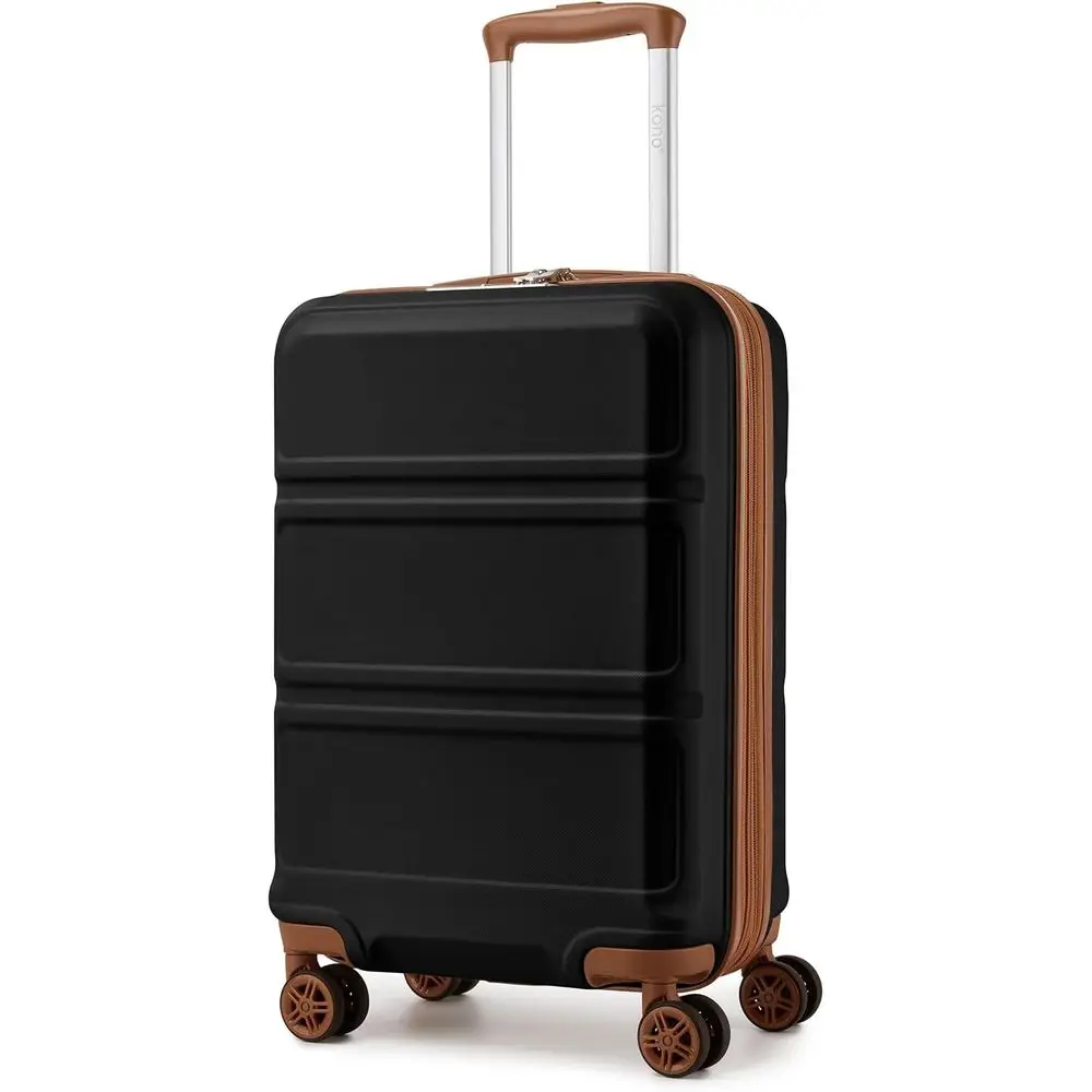 

20 Inch Lightweight Carry-On Suitcase with Spinner Wheels, TSA Lock, Expandable Hard Shell for Men & Women, Black/Brown